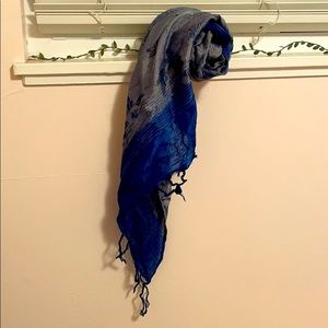 Blue and Silver Tassel Scarf